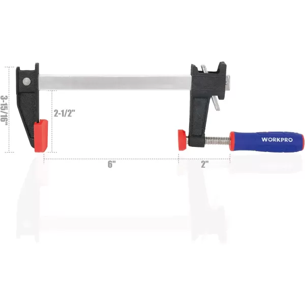 WORKPRO 6Inch amp 12Inch Steel Bar Clamps Set 4pack QuickRelease Clutch Style Bar Clamps with 212 Throat Adjustment Handle and 600 lbs Load Limit F Clamp for Woodworking Metalworking DIY6 inch
