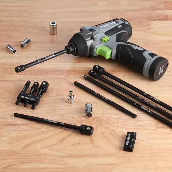 WORKPRO 6Piece Socket Adapter Extension Set 14 38 12Inch Drive 14Inch Hex Shank 26 29 amp 6 Inch Length Impact Grade Extension Bit with Holder for Power Drill amp Impact Driver9Piece