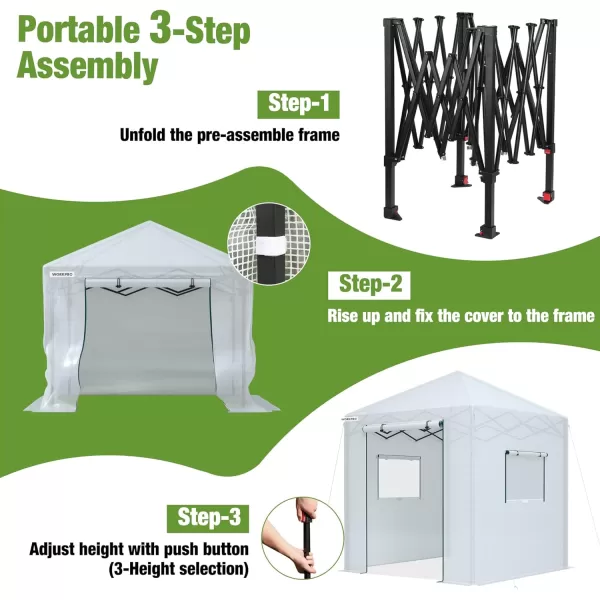 WORKPRO 8x 6 Portable Walkin Greenhouse Instant Popup Heavy Duty Gardening Green House Canopy with Durable PE Cover Indoor Outdoor Plant House Shed with Rollup Entry Doors and 2 Screen Windows86 ftWhite Small
