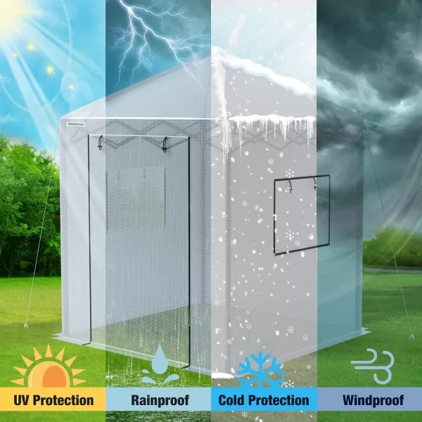 WORKPRO 8x 8 Portable Walkin Greenhouse Instant Popup Heavy Duty Gardening House Canopy with Durable PE Cover Indoor Outdoor Plant Winter House with Zipper Entry Doors and 2 Side Screen Windows8X 8 ftWhiteLarge