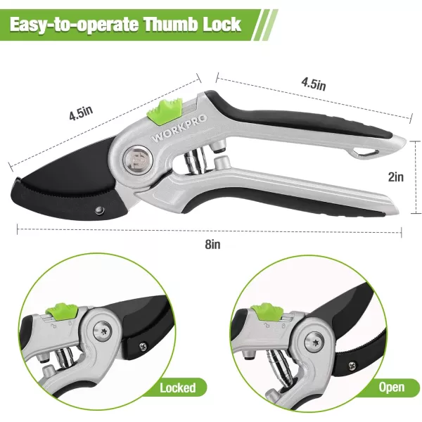 WORKPRO Garden Anvil Pruning Shears 8 Garden Pruning Scissors Heavy Duty with Ergonomically Design Handle LaborSaving Garden Clippers Hand Tools for Thick Dry branches and Dead PlantsWORKPRO Garden Anvil Pruning Shears 8 Garden Pruning Scissors Heavy Duty with Ergonomically Design Handle LaborSaving Garden Clippers Hand Tools for Thick Dry branches and Dead Plants