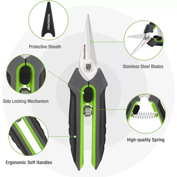 WORKPRO Garden Pruning Shears 2 Pack 8 Bypass Pruning Shears and 625 Straight Garden Scissors Premium Plant Shears Garden Clippers Hand Tools for Cutting Flowers Trimming Plants Picking FruitsWORKPRO Garden Pruning Shears 2 Pack 8 Bypass Pruning Shears and 625 Straight Garden Scissors Premium Plant Shears Garden Clippers Hand Tools for Cutting Flowers Trimming Plants Picking Fruits
