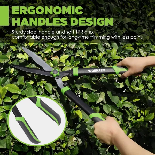 WORKPRO Hedge Shears 23 Manual Hedge Trimmers with Wavy Blade amp Ergonomic Comfortable Handle Home Garden Pruner Hedge Clippers Perfect for Trimming Borders Boxwood and Tall BushesWORKPRO Hedge Shears 23 Manual Hedge Trimmers with Wavy Blade amp Ergonomic Comfortable Handle Home Garden Pruner Hedge Clippers Perfect for Trimming Borders Boxwood and Tall Bushes