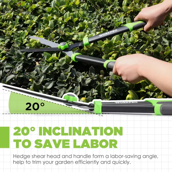 WORKPRO Hedge Shears 23 Manual Hedge Trimmers with Wavy Blade amp Ergonomic Comfortable Handle Home Garden Pruner Hedge Clippers Perfect for Trimming Borders Boxwood and Tall BushesWORKPRO Hedge Shears 23 Manual Hedge Trimmers with Wavy Blade amp Ergonomic Comfortable Handle Home Garden Pruner Hedge Clippers Perfect for Trimming Borders Boxwood and Tall Bushes