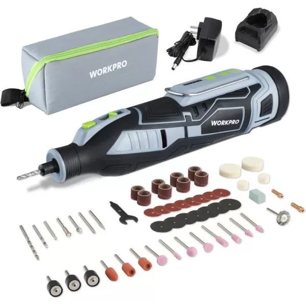 WORKPRO 12V Cordless Rotary Tool Kit 5 Variable Speeds Powerful Engraver Sander Polisher 114 Easy Change Accessories Craft Tool for Handmade and DIYGrey