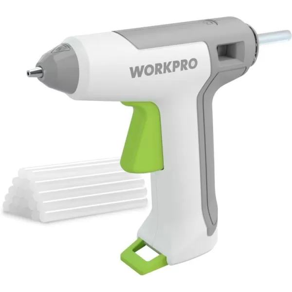 WORKPRO 36V Cordless Hot Glue Gun Energy Saving Rechargeable Fast Heating Glue Gun Kit with 20 Pcs Glue Sticks Ultra Light AutomaticSafetyPowerOff Glue Gun for Decoration ArtWhite