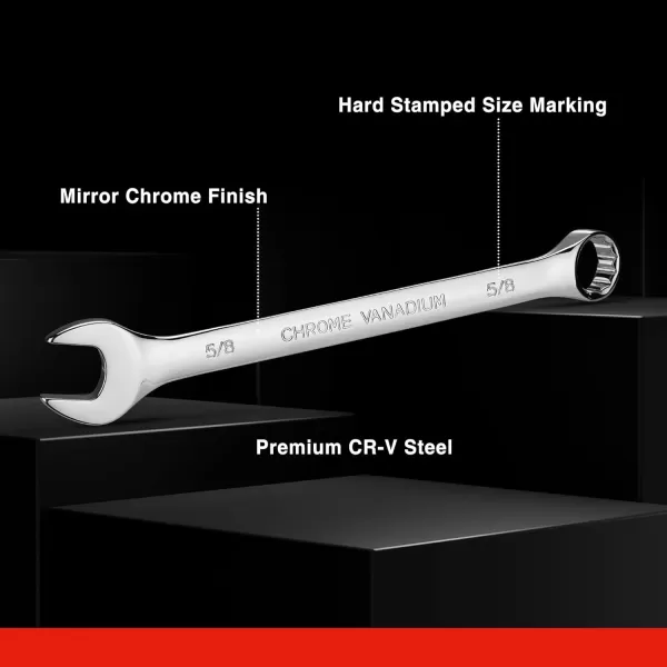 WORKPRO 12Piece Combination Wrench Set Metric 819mm Premium CrV Wrench Sets 12PT Mirror Polish Chrome Plating with Organization BagSAE