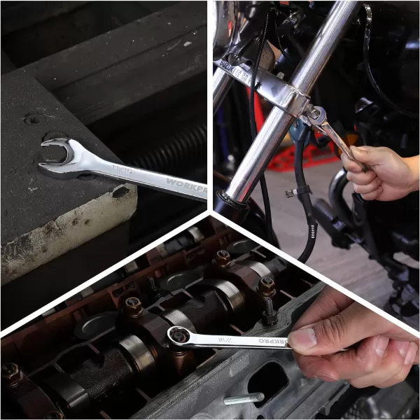 WORKPRO 12Piece Combination Wrench Set Metric 819mm Premium CrV Wrench Sets 12PT Mirror Polish Chrome Plating with Organization BagSAE