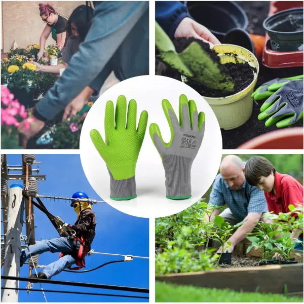 WORKPRO 6 Pairs Garden Gloves Work Glove with Eco Latex Palm Coated Working Gloves for Weeding Digging Raking and PruningMMedium Pack of 12