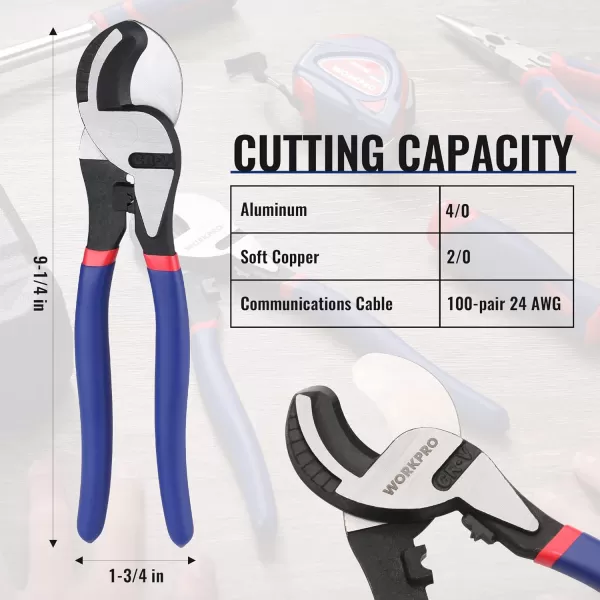 WORKPRO 914 inch High Leverage Cable Cutter Heavy Duty Wire Cutter for Aluminum Copper Wire and Communications CableWORKPRO 914 inch High Leverage Cable Cutter Heavy Duty Wire Cutter for Aluminum Copper Wire and Communications Cable