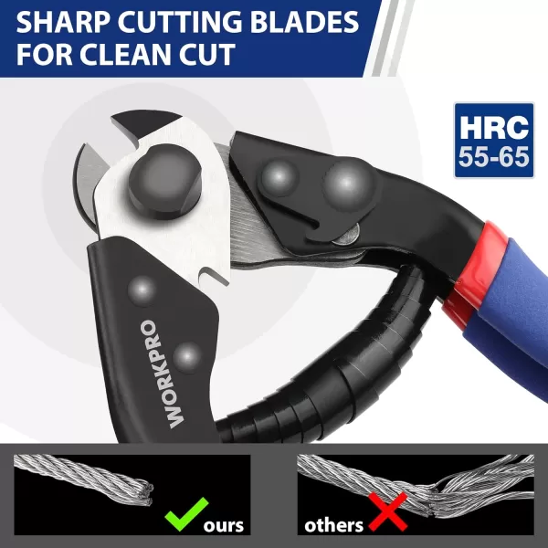 WORKPRO Cable Cutter 712 inch Heavy Duty Wire Rope Cutter Chrome Vanadium Steel Jaw for Hard Wire Ropes Steel Wires And Aircraft CablesWORKPRO Cable Cutter 712 inch Heavy Duty Wire Rope Cutter Chrome Vanadium Steel Jaw for Hard Wire Ropes Steel Wires And Aircraft Cables