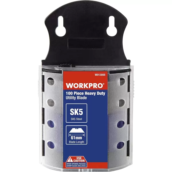 WORKPRO Utility Knife Blades SK5 Steel 100Pack with Dispenser100 Pack