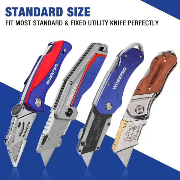 WORKPRO Utility Knife Blades SK5 Steel 100Pack with Dispenser50 Pack