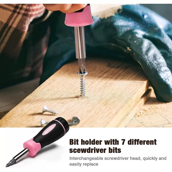 WORKPRO 10piece Pink Tool Kit Household Tools Set with Screwdriver Bits Holder Set Adjustable Wrench and Stubby Claw HammerPink RibbonWORKPRO 10piece Pink Tool Kit Household Tools Set with Screwdriver Bits Holder Set Adjustable Wrench and Stubby Claw HammerPink Ribbon