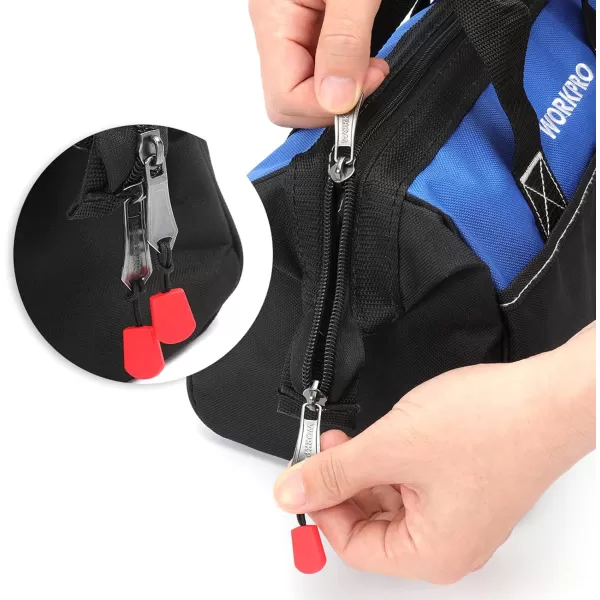 WORKPRO 13inch Tool Bag Wide Mouth Tool Tote Bag with Inside Pockets for Tool StorageBlue