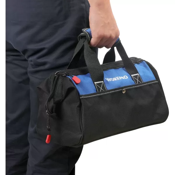 WORKPRO 13inch Tool Bag Wide Mouth Tool Tote Bag with Inside Pockets for Tool StorageBlue