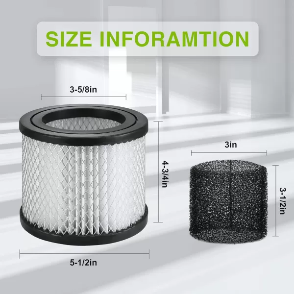 WORKPRO 1PC Cartridge Filterampamp2PC Foam Wet Filter For WORKPRO W125089AEW125090AEW125091AE 6G Vacuum Cleaner
