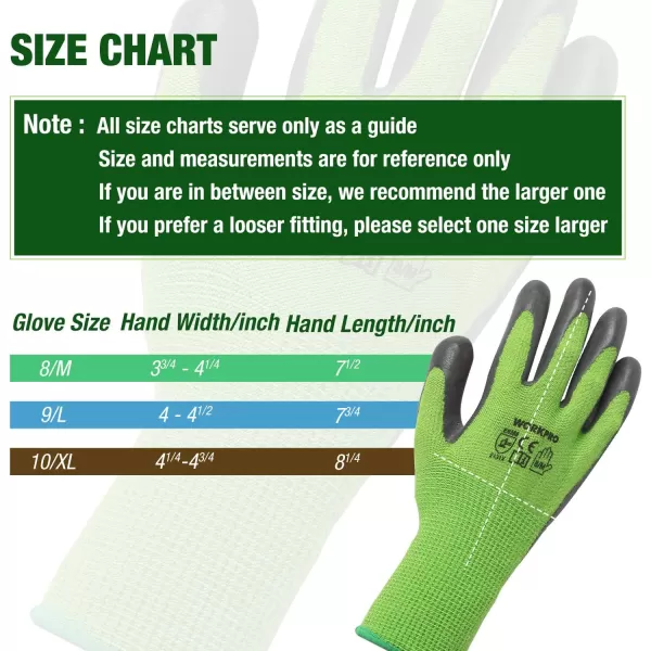 WORKPRO 2 Pairs Garden Gloves Working Gloves with Eco Latex Palm Coated Works Gloves with Touchscreen for Weeding Digging Raking and PruningMLarge Pack of 4
