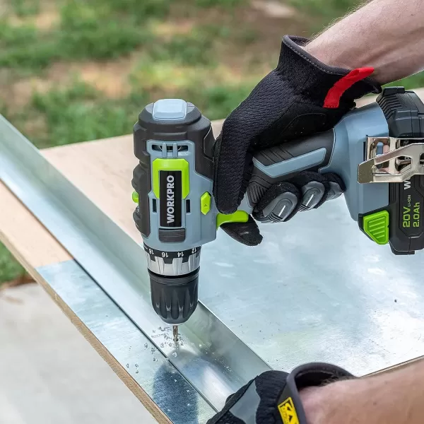WORKPRO 20V Cordless DrillDriver Kit 38 182 Torque Setting Variable Speed 20 Ah Liion Battery and 1 Hour Fast ChargerWORKPRO 20V Cordless DrillDriver Kit 38 182 Torque Setting Variable Speed 20 Ah Liion Battery and 1 Hour Fast Charger