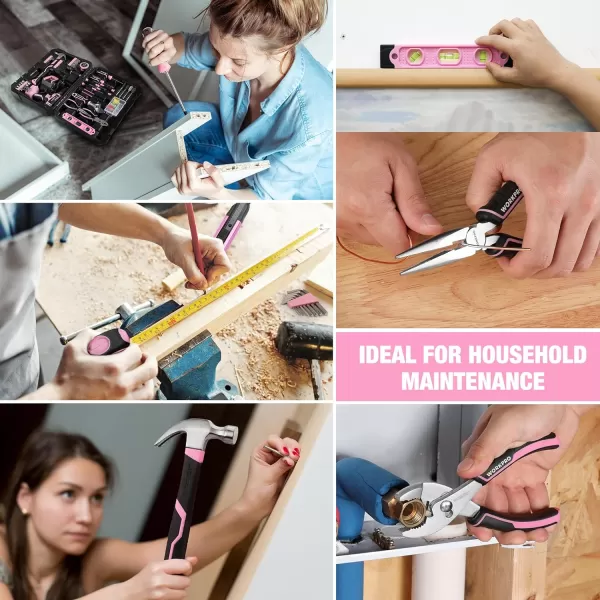 WORKPRO 20V Pink Cordless Drill Driver and Home Tool Set 141PCS Hand Tool Kit for DIY Home Maintenance 20 Ah Liion Battery 1 Hour Fast Charger and Tool Box Included  Pink RibbonWORKPRO 20V Pink Cordless Drill Driver and Home Tool Set 141PCS Hand Tool Kit for DIY Home Maintenance 20 Ah Liion Battery 1 Hour Fast Charger and Tool Box Included  Pink Ribbon