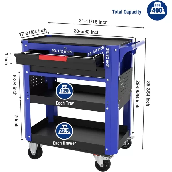 WORKPRO 28 Rolling Tool Cart Premiumnbsp2Drawer Utility Cart Heavy Duty Industrial Storage Organizer Mechanic Service Cart with Wheels and Locking System 400 lbs LoadWORKPRO 28 Rolling Tool Cart Premiumnbsp2Drawer Utility Cart Heavy Duty Industrial Storage Organizer Mechanic Service Cart with Wheels and Locking System 400 lbs Load