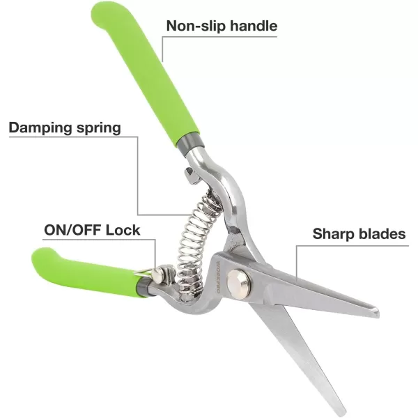 WORKPRO 2Piece Pruning Shears Set Drop Forged 8 Bypass Garden Shears and 8 Handing Pruner with Steel Straight BladeWORKPRO 2Piece Pruning Shears Set Drop Forged 8 Bypass Garden Shears and 8 Handing Pruner with Steel Straight Blade