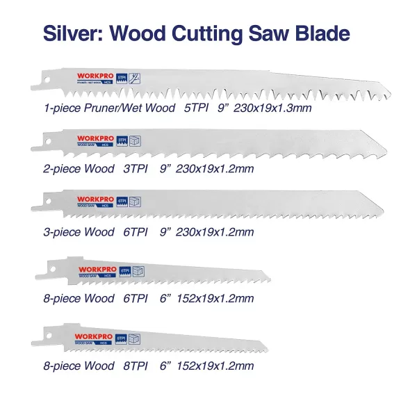 WORKPRO 32Piece Reciprocating Saw Blade Set  MetalWoodcutting Saw Blades Pruner Saw Blades with Organizer Pouch1 Reciprocating Saw Blades