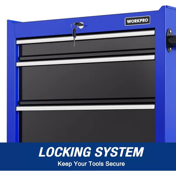 WORKPRO 42Inch 7Drawers Rolling Tool Chest Mobile Tool Storage Cabinet with Wooden Top Equipped with Casters Handle Drawer Liner and Locking System 1000 lbs Load Capacity26 inch