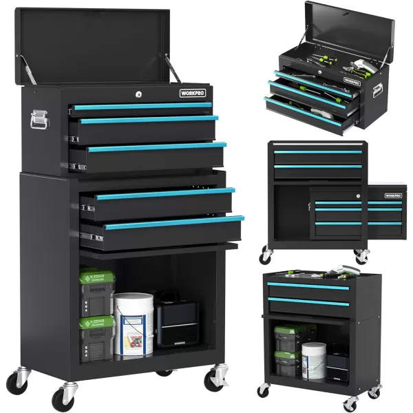 WORKPRO 42Inch 7Drawers Rolling Tool Chest Mobile Tool Storage Cabinet with Wooden Top Equipped with Casters Handle Drawer Liner and Locking System 1000 lbs Load Capacity245 Inch
