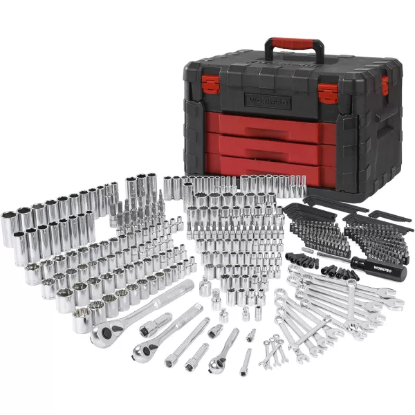 WORKPRO 450Piece Mechanics Tool Set Universal Professional Tool Kit with Heavy Duty Case BoxWORKPRO 450Piece Mechanics Tool Set Universal Professional Tool Kit with Heavy Duty Case Box