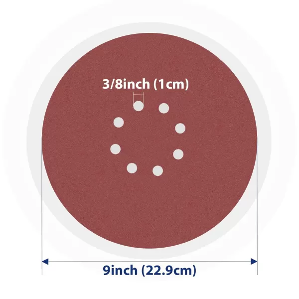 WORKPRO 50Piece Sanding Discs Set 9Inch 8 Hole HookandLoop Sandpaper 6 Grades  60 80 120 150 180 240 Grits Grinding Abrasive Sanding Disc for Drywall Sander Wood Furniture FinishingAluminum Oxide 50Piece 6 Grades