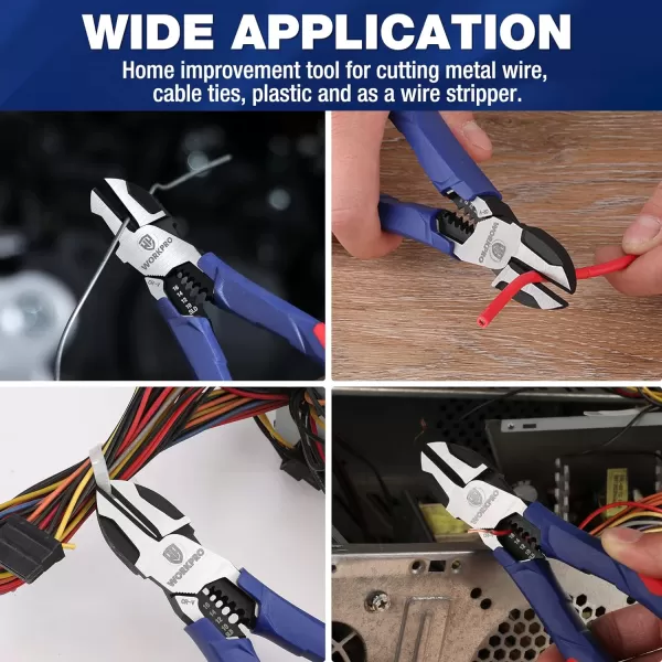 WORKPRO 75 Inch Diagonal Cutting Pliers with Wire Stripper CRV Steel Wire Cutters with Comfort Grip Handles Heavy Duty SideCutting Pliers for Electricians and HomesWORKPRO 75 Inch Diagonal Cutting Pliers with Wire Stripper CRV Steel Wire Cutters with Comfort Grip Handles Heavy Duty SideCutting Pliers for Electricians and Homes