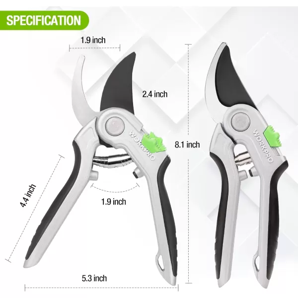 WORKPRO Bypass Pruning Shears 8 Hand Pruners with Aluminum Handle Stainless Steel amp Sharp SK5 Blades Professional Plant Snips Clippers for Flowers Branches Premium Gardening ToolsWORKPRO Bypass Pruning Shears 8 Hand Pruners with Aluminum Handle Stainless Steel amp Sharp SK5 Blades Professional Plant Snips Clippers for Flowers Branches Premium Gardening Tools