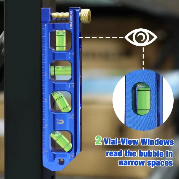 WORKPRO Conduit Bending Level Magnetic Torpedo Level Pipe Level Bubble Vials for 0903045 Measurements Aluminum Alloy Construction 63inch Cobalt BlueWORKPRO Conduit Bending Level Magnetic Torpedo Level Pipe Level Bubble Vials for 0903045 Measurements Aluminum Alloy Construction 63inch Cobalt Blue