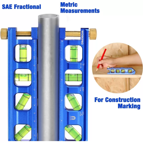 WORKPRO Conduit Bending Level Magnetic Torpedo Level Pipe Level Bubble Vials for 0903045 Measurements Aluminum Alloy Construction 63inch Cobalt BlueWORKPRO Conduit Bending Level Magnetic Torpedo Level Pipe Level Bubble Vials for 0903045 Measurements Aluminum Alloy Construction 63inch Cobalt Blue