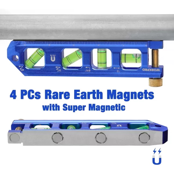 WORKPRO Conduit Bending Level Magnetic Torpedo Level Pipe Level Bubble Vials for 0903045 Measurements Aluminum Alloy Construction 63inch Cobalt BlueWORKPRO Conduit Bending Level Magnetic Torpedo Level Pipe Level Bubble Vials for 0903045 Measurements Aluminum Alloy Construction 63inch Cobalt Blue