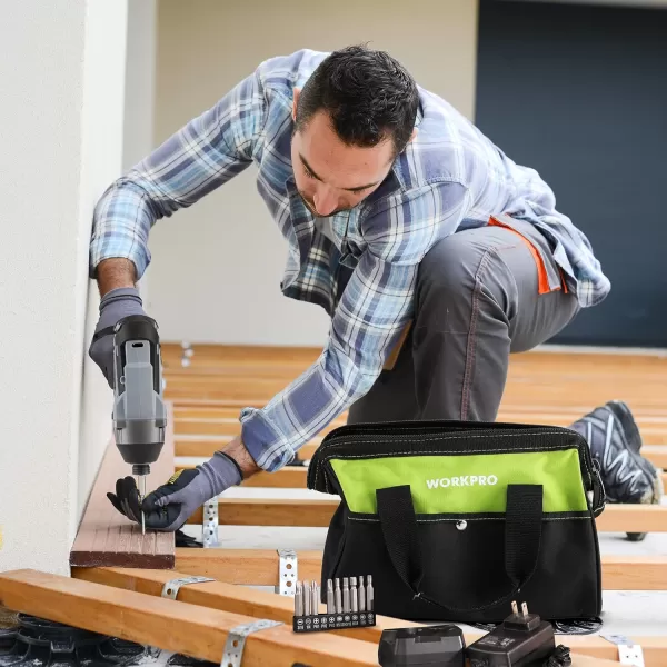 WORKPRO Cordless Impact Driver Kit 14 Hex Electric Impact DrillDriver Set with 12V 20Ah Lithiumion Battery 1 Hour Fast Charge Variable Speed 14pc Driver Bits and Tool Bag IncludedWORKPRO Cordless Impact Driver Kit 14 Hex Electric Impact DrillDriver Set with 12V 20Ah Lithiumion Battery 1 Hour Fast Charge Variable Speed 14pc Driver Bits and Tool Bag Included
