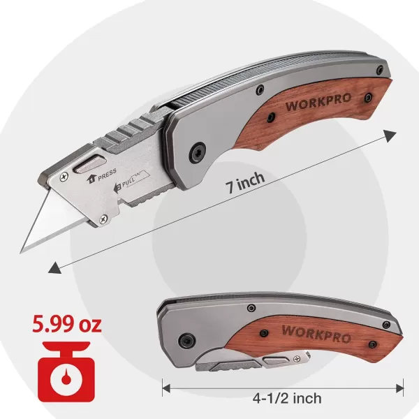 WORKPRO Folding Utility Knife QuickChange Box Cutter with Stainless Steel Head amp Liner Lock Wood Handle Razor Knife and Extra 10PC SK5 BladesWORKPRO Folding Utility Knife QuickChange Box Cutter with Stainless Steel Head amp Liner Lock Wood Handle Razor Knife and Extra 10PC SK5 Blades