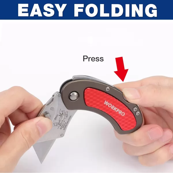 WORKPRO Folding Utility Knife Set Quick Change Blade Backlock Mechanism 3piece with 10piece Extra BladesWORKPRO Folding Utility Knife Set Quick Change Blade Backlock Mechanism 3piece with 10piece Extra Blades
