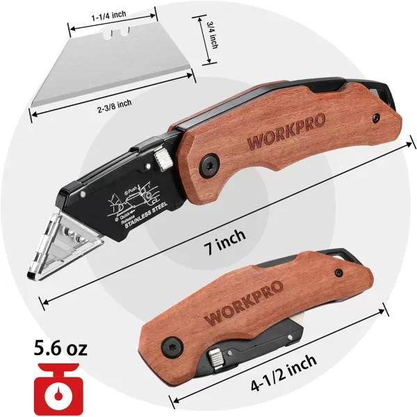 WORKPRO Folding Utility Knife with Stainless Steel Head Quickchange Blade amp Back Lock Wood Handle Heavy Duty Box Cutter 1PC Razor Knife with Extra 10PC SK5 BladesWORKPRO Folding Utility Knife with Stainless Steel Head Quickchange Blade amp Back Lock Wood Handle Heavy Duty Box Cutter 1PC Razor Knife with Extra 10PC SK5 Blades