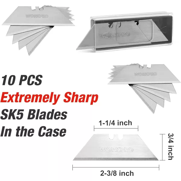 WORKPRO Folding Utility Knife with Stainless Steel Head Quickchange Blade amp Back Lock Wood Handle Heavy Duty Box Cutter 1PC Razor Knife with Extra 10PC SK5 BladesWORKPRO Folding Utility Knife with Stainless Steel Head Quickchange Blade amp Back Lock Wood Handle Heavy Duty Box Cutter 1PC Razor Knife with Extra 10PC SK5 Blades