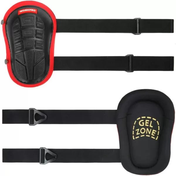 WORKPRO Knee Pads with Heavy Duty Foam Padding and Gel Core Knee Pad with Adjustable Top Fit Clips for for Indoor and Outdoor Work like Gardening Carpentry Welding RoofingCleaning W133217A BlackampRedNylon