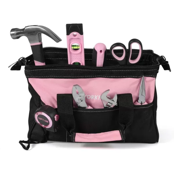 WORKPRO Pink Tool Kit Home Repairing Tool Set with Wide Mouth Open Storage Bag Household Tool Kit  Pink RibbonWORKPRO Pink Tool Kit Home Repairing Tool Set with Wide Mouth Open Storage Bag Household Tool Kit  Pink Ribbon