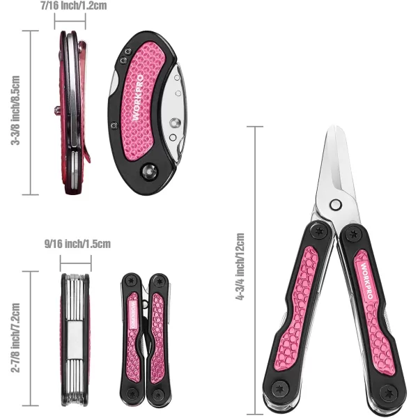 WORKPRO Pink Utility Knife amp Multi Tool Set Folding Box Cutter Quick Change Blade 8 in 1 Multi Function Scissor Portable Pocket Tools for Outdoors Camping Fishing Hiking  Pink RibbonWORKPRO Pink Utility Knife amp Multi Tool Set Folding Box Cutter Quick Change Blade 8 in 1 Multi Function Scissor Portable Pocket Tools for Outdoors Camping Fishing Hiking  Pink Ribbon