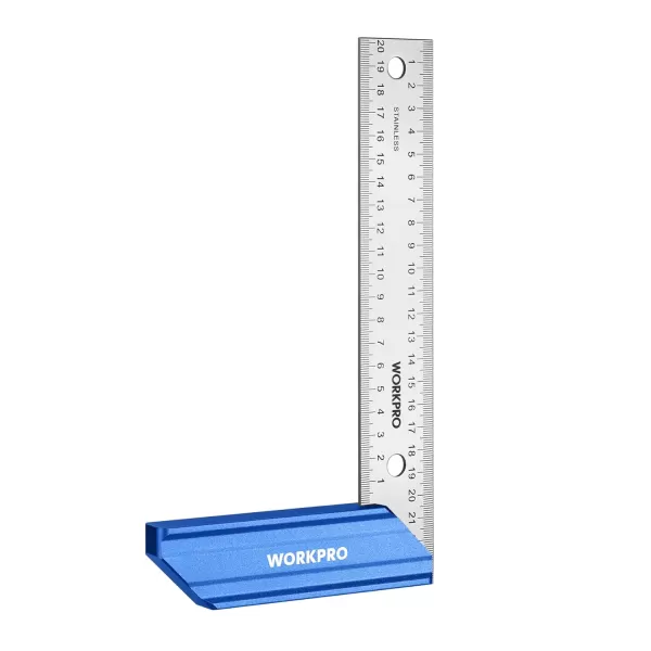 WORKPRO Rafter Square and Combination Square Tool Set 7 in Aluminum Alloy DieCasting Carpenter Square and 12 Inch ZincAlloy DieCasting Square Ruler Combo Rafter Square Layout Tool8 inch try square