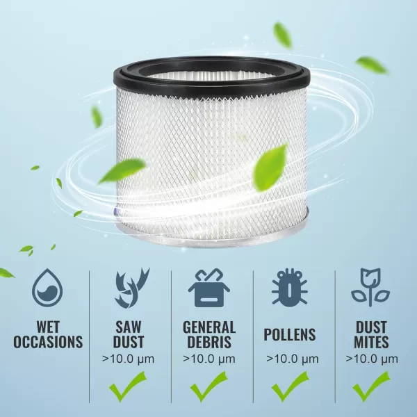 WORKPRO Replacement Cartridge Filter For WORKPRO W125081AE Ash Cleaner  Washable and ReusableWORKPRO Replacement Cartridge Filter For WORKPRO W125081AE Ash Cleaner  Washable and Reusable