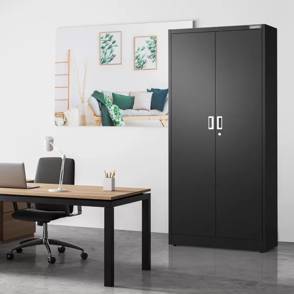 WORKPRO Storage Cabinet Metal Garage Cabinets with Doors and Shelves Tall Locking Steel Cabinet for Tools Office Home Shops 71 H x 3112 W x 1534 D 900 LBS Load CapacityTotal Black 4 Keys2