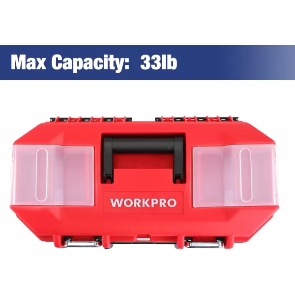 WORKPRO Tool Box Portable 16 with Removable Tray Heavy Duty Toolbox with 2 Metal Latches Rated up to 33 Lbs PP Plastic Small Tool Boxes with Lock Secured Small Parts Organizer in Lid black amp redWORKPRO Tool Box Portable 16 with Removable Tray Heavy Duty Toolbox with 2 Metal Latches Rated up to 33 Lbs PP Plastic Small Tool Boxes with Lock Secured Small Parts Organizer in Lid black amp red