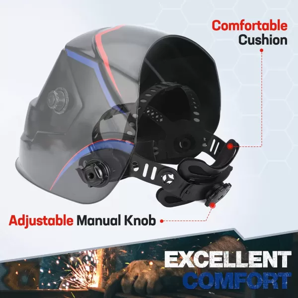 WORKPRO Welding Helmet True Color Auto Darkening 1112 Large Viewing Welding Mask Hood 4 Arc Sensor Automatic Solar Welder Shield for Mig Tig Arc PawBasic modelLine