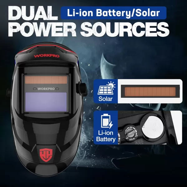 WORKPRO Welding Helmet True Color Auto Darkening 1112 Large Viewing Welding Mask Hood 4 Arc Sensor Automatic Solar Welder Shield for Mig Tig Arc PawBasic modelLine